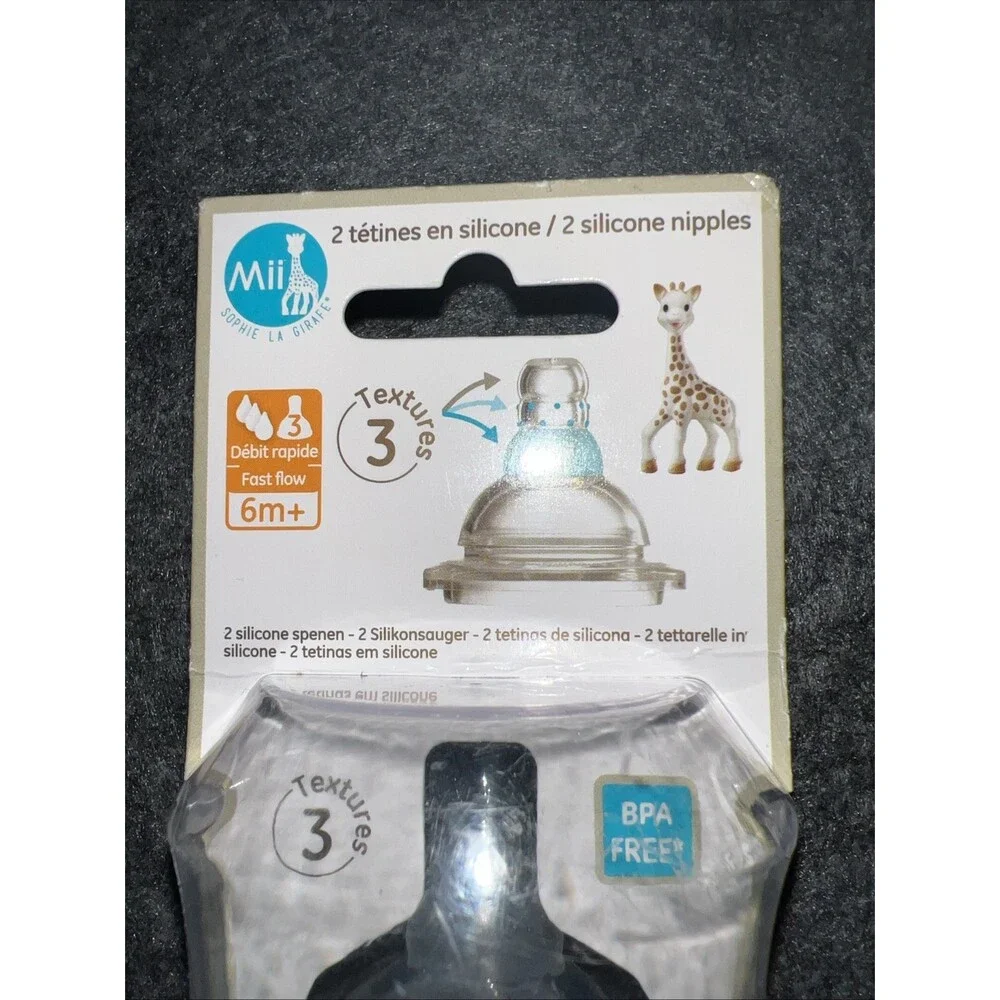 Mii Sophie The Giraffe 2 Silicone Nipples medium flow 6+ Months